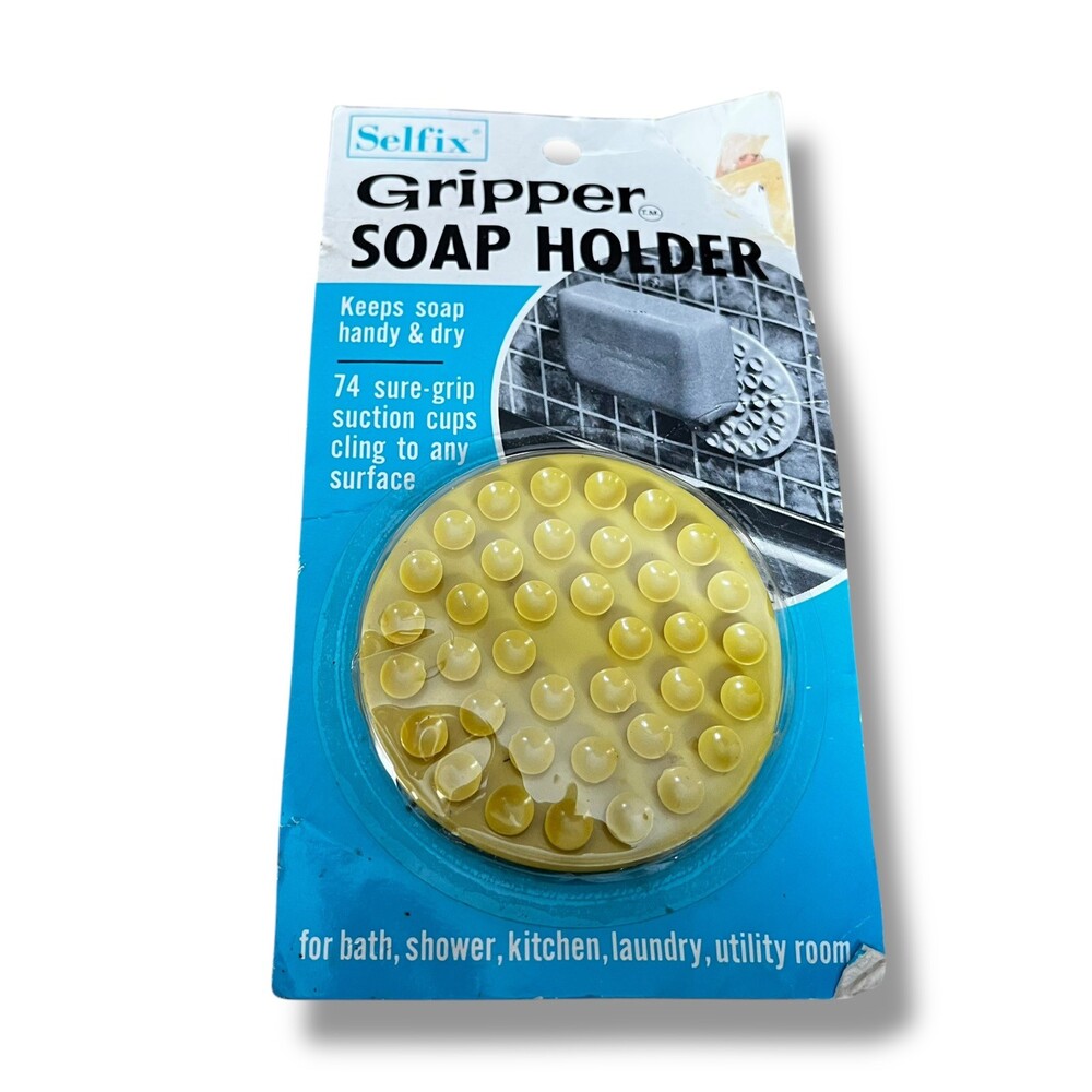 VTG New Sealed Selfix Gripper Soap Holder Harvest Yellow Bathroom Kitchen Shower